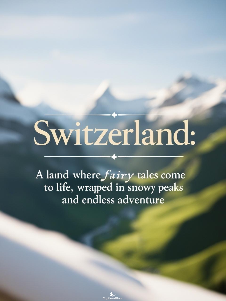 Switzerland Visit Captions For Instagram